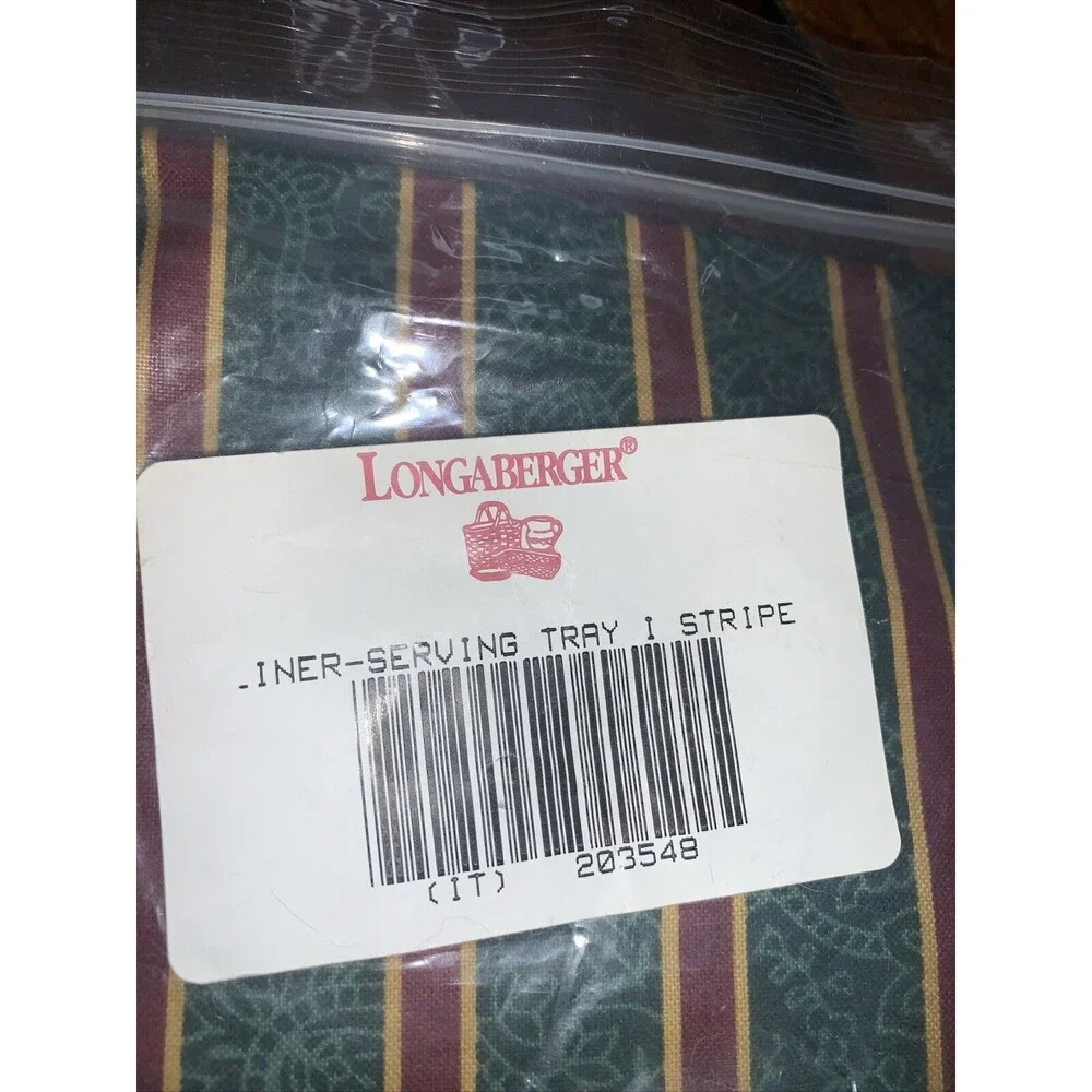 Longaberger SERVING TRAY Basket Liner #203548 - IMPERIAL STRIPE Christmas Fabric